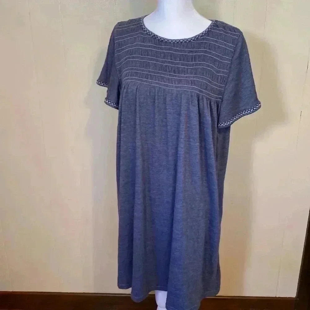 Max Studio Blue Knit XS Smocked Dress.